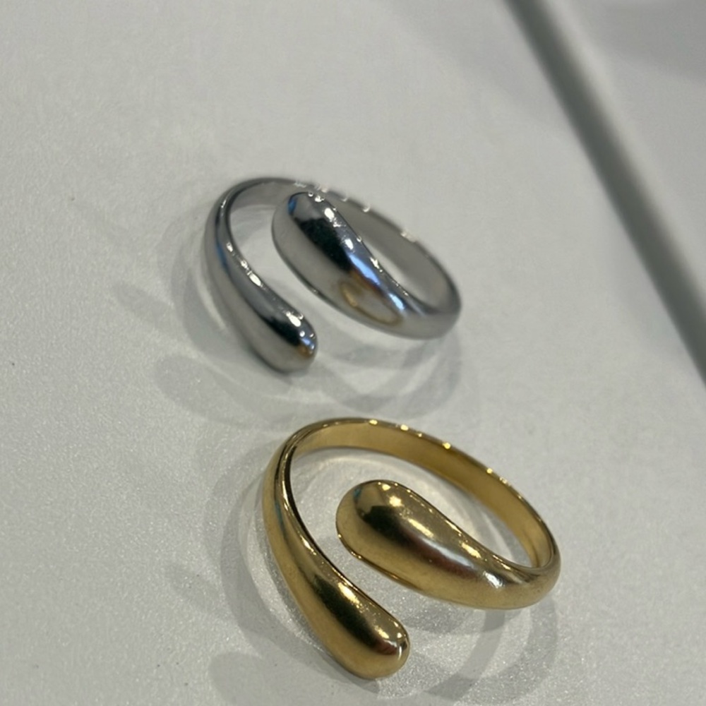 Strip Open Adjustable Stainless Steel Ring Silver and Gold